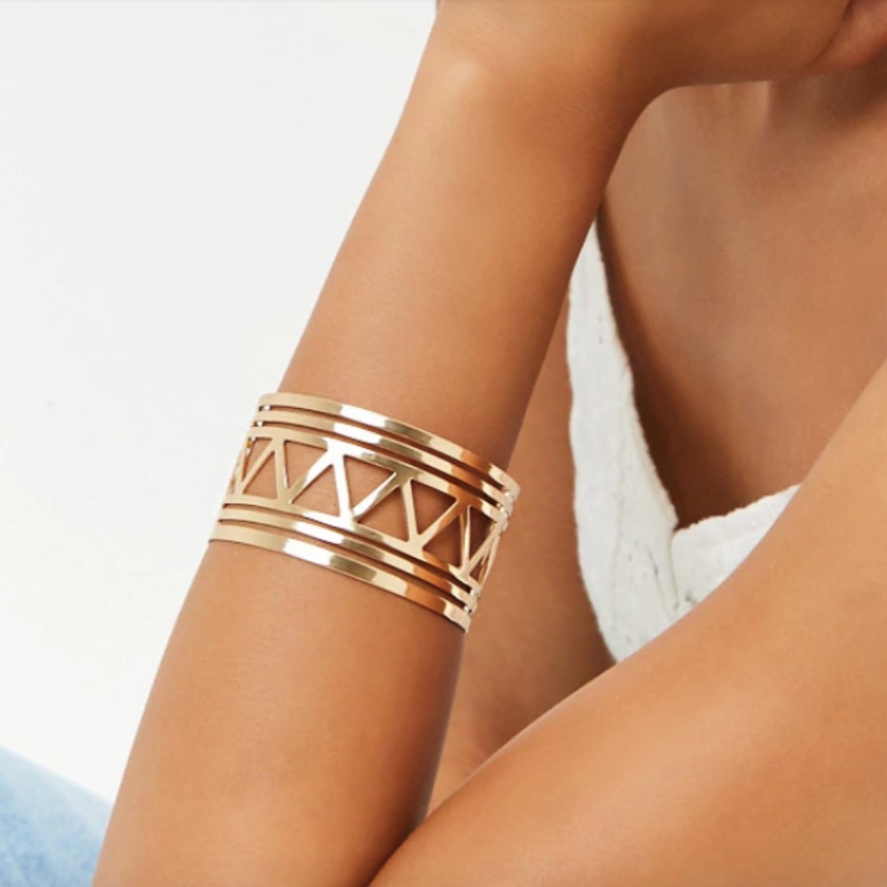 Geo Cutout Gold Cuff Bracelet